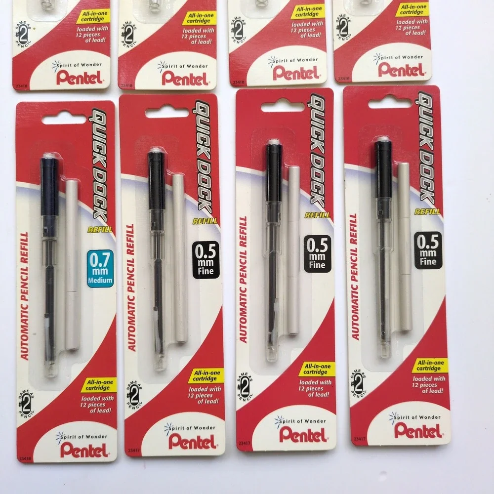 NEW Pentel Quick Dock Mechanical Pencil & 8 Refill Cartridges 0.7mm 0.5mm Lead